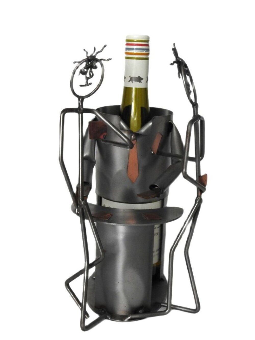 BRUBAKER Metal Sculpture Poker Player Wine Bottle Holder Bar Decor